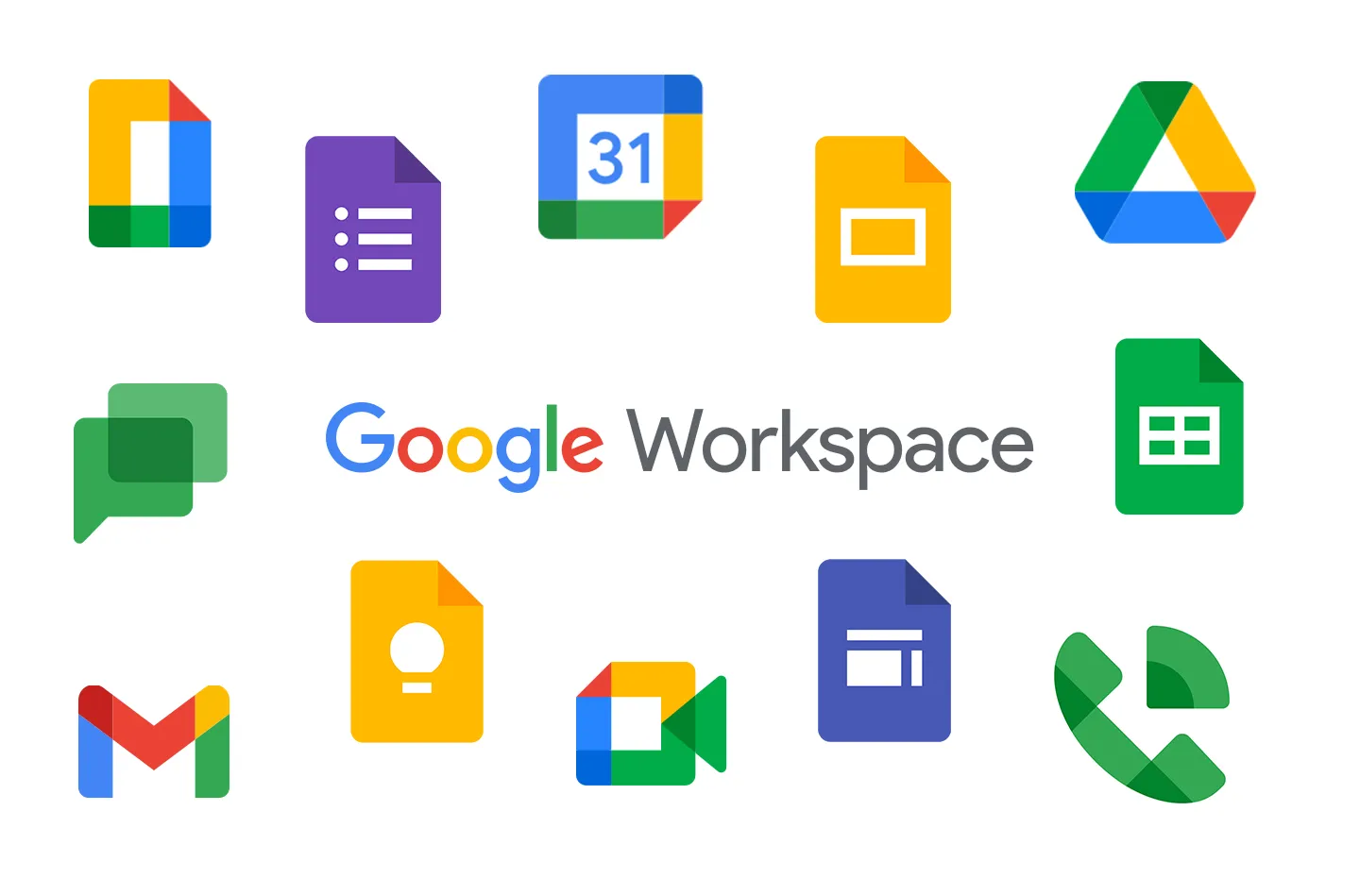 All applications logos of Google Workspace