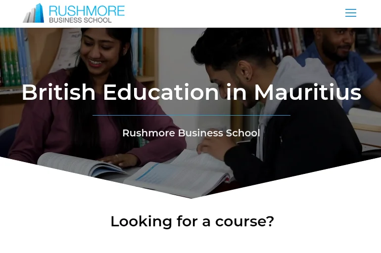 Website preview of Rushmore Business School